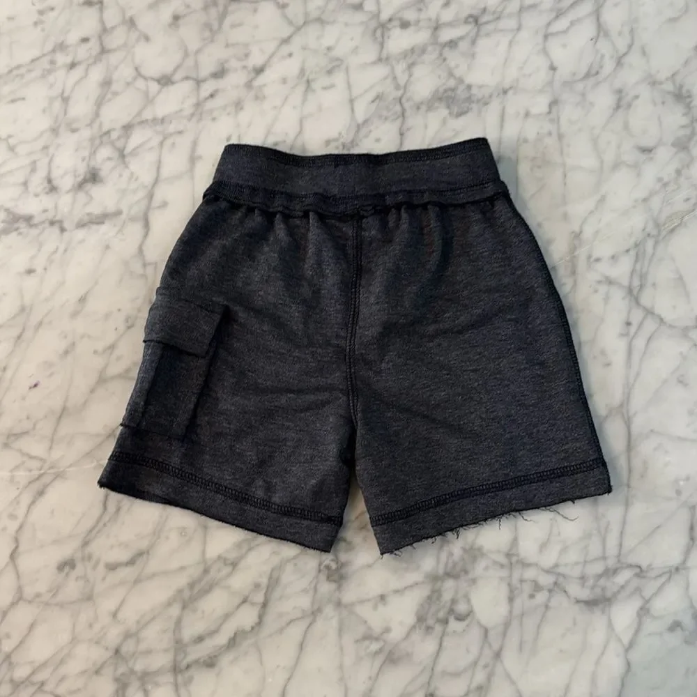 NWT Mish Kids Heathered Cargo Shorts - Distressed Navy Sz 24 Mo